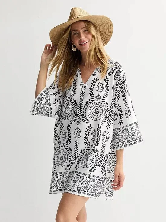 XIIX Graphic Trailing Leaf Kaftan – One Size – NWT - Picture 1 of 14